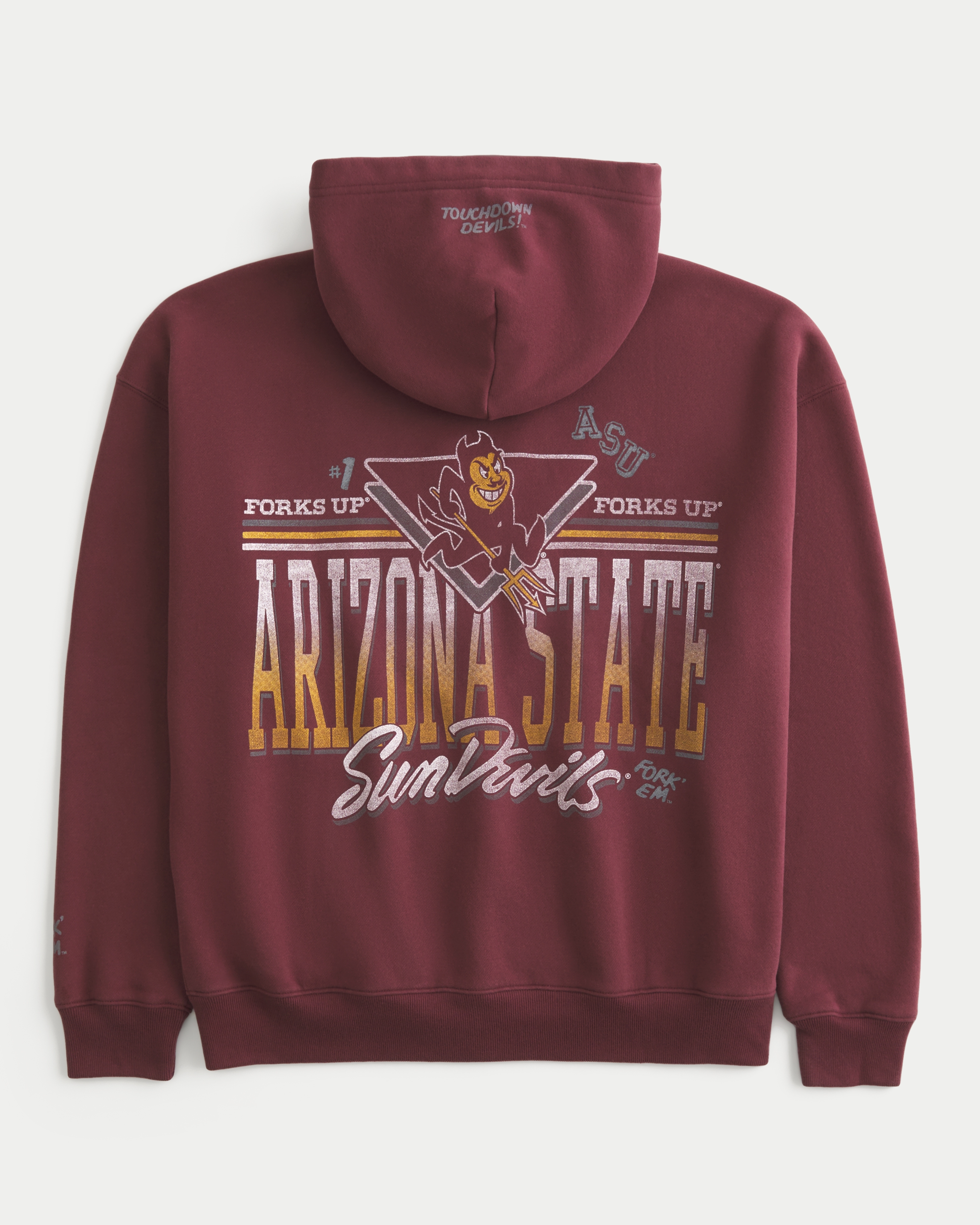 Boxy Zip-Up Arizona State University Sun Devils Graphic Hoodie