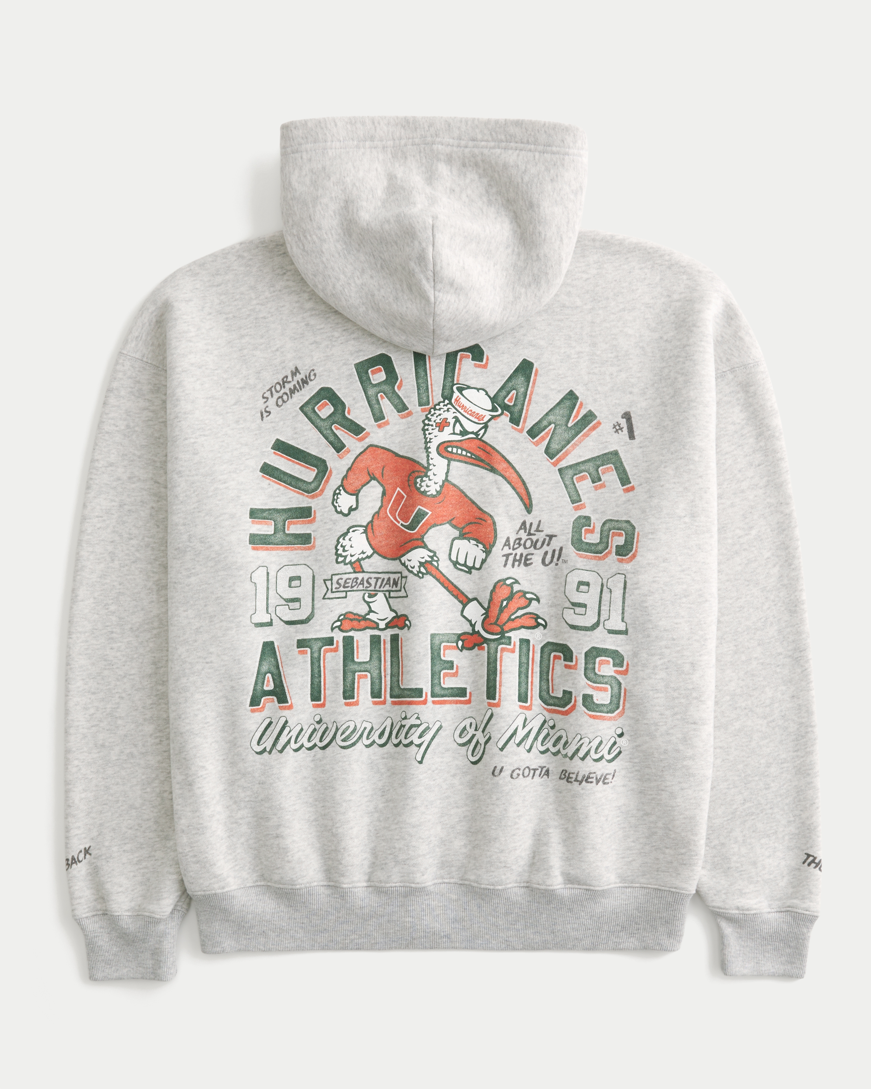 Boxy Zip-Up University of Miami Hurricanes Graphic Hoodie