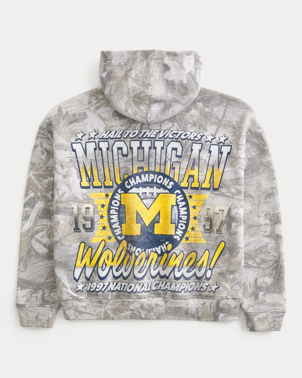 Boxy University of Michigan Wolverines Graphic Camo Hoodie