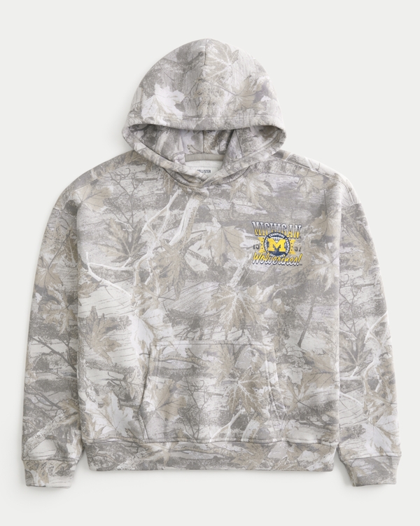 Boxy University of Michigan Wolverines Graphic Camo Hoodie