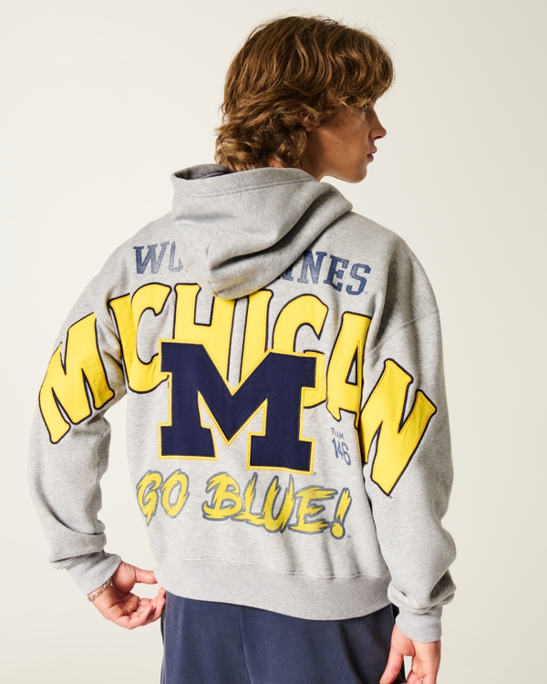 Boxy Zip-Up University of Michigan Wolverines Graphic Hoodie