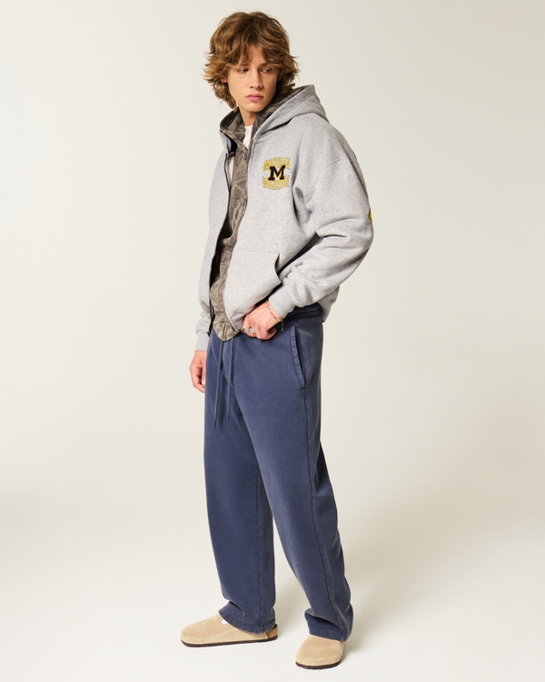 Boxy Zip-Up University of Michigan Wolverines Graphic Hoodie