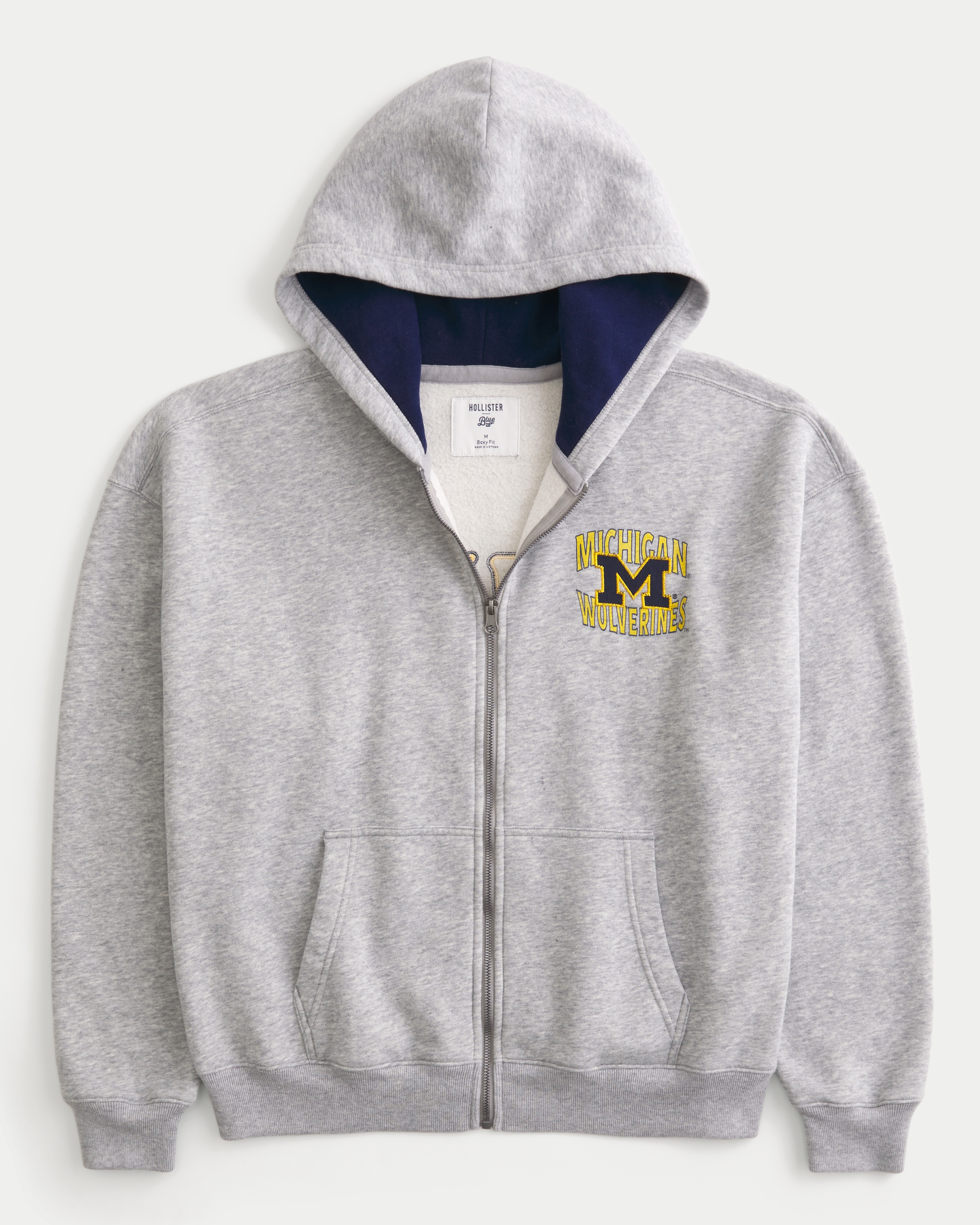 Boxy Zip-Up University of Michigan Wolverines Graphic Hoodie