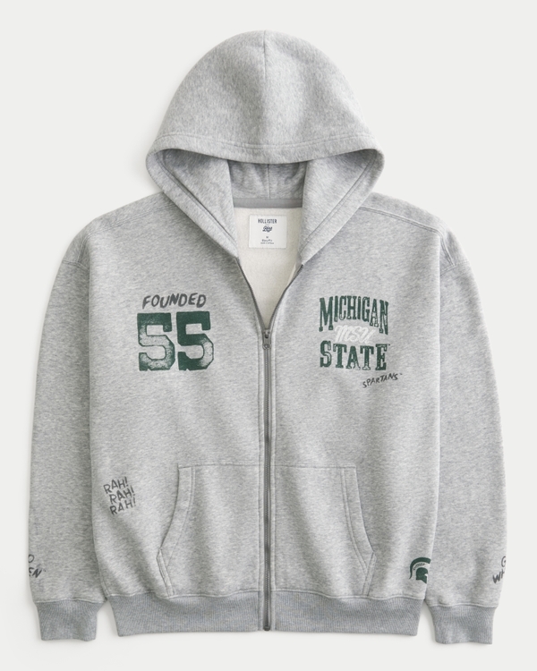 Men's Boxy Zip-Up Michigan State University Spartans Graphic
