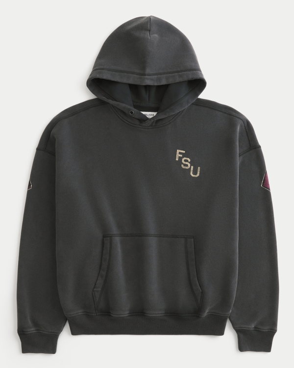 Boxy Florida State University Seminoles Graphic Hoodie, Washed Black view 2