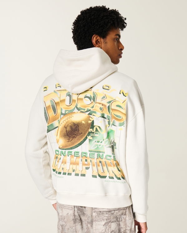 Boxy University of Oregon Ducks Graphic Hoodie, Cream view 2