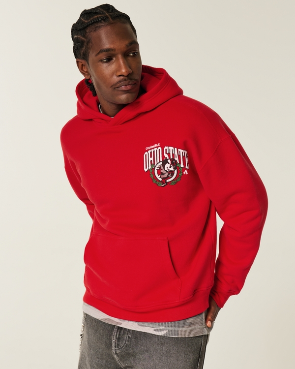 Boxy The Ohio State University Buckeyes Graphic Hoodie, Red view 1