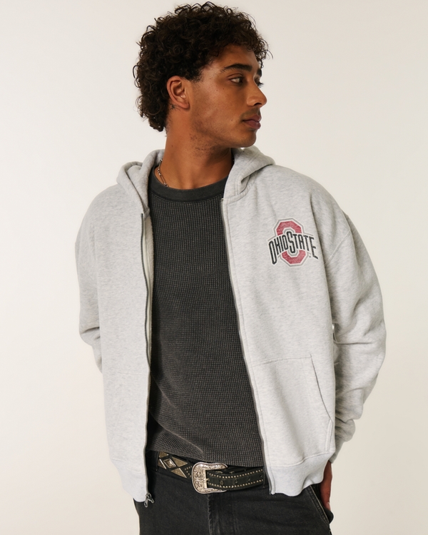 Boxy Zip-Up The Ohio State University Buckeyes Graphic Hoodie