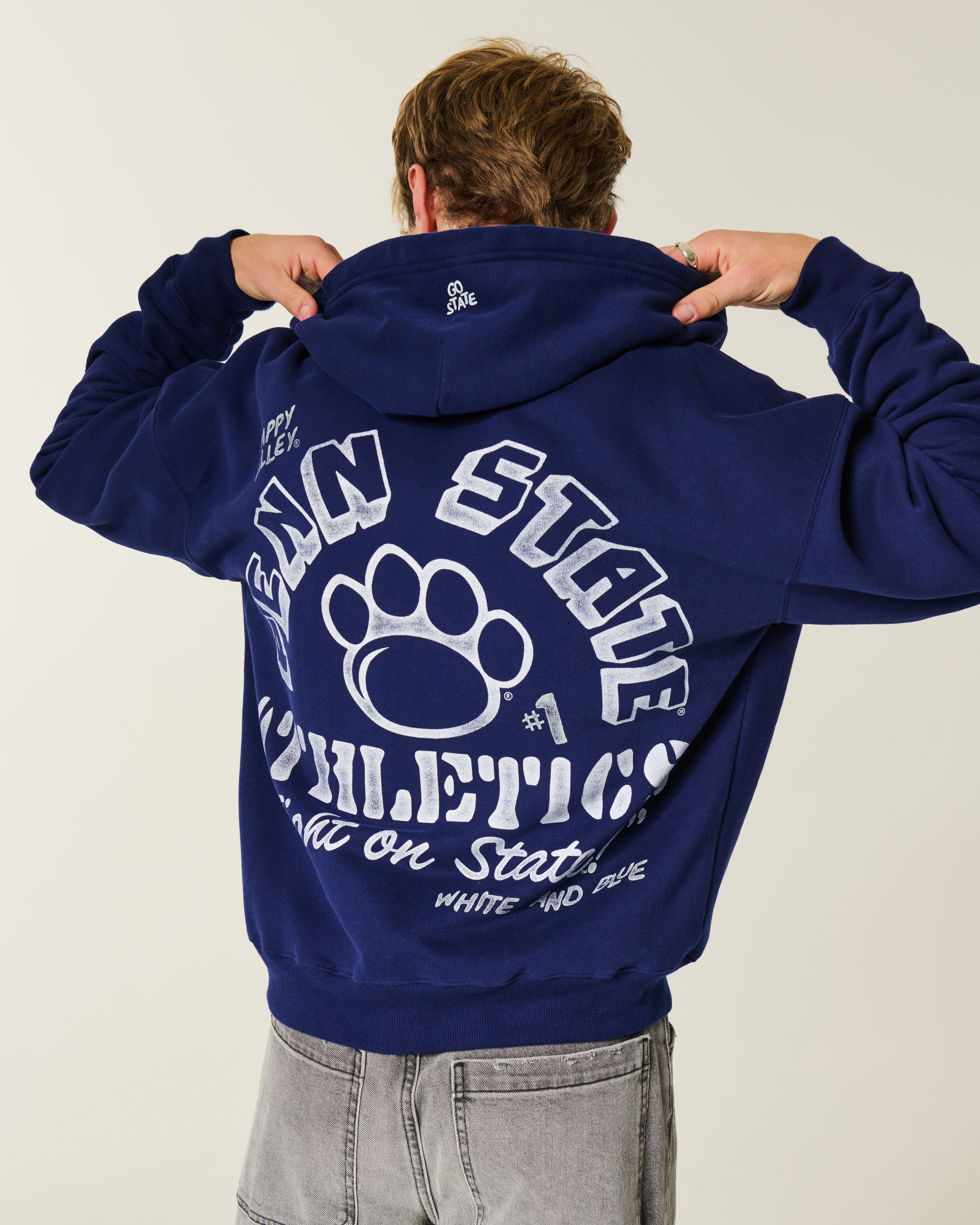Boxy Zip-Up Penn State University Nittany Lions Graphic Hoodie