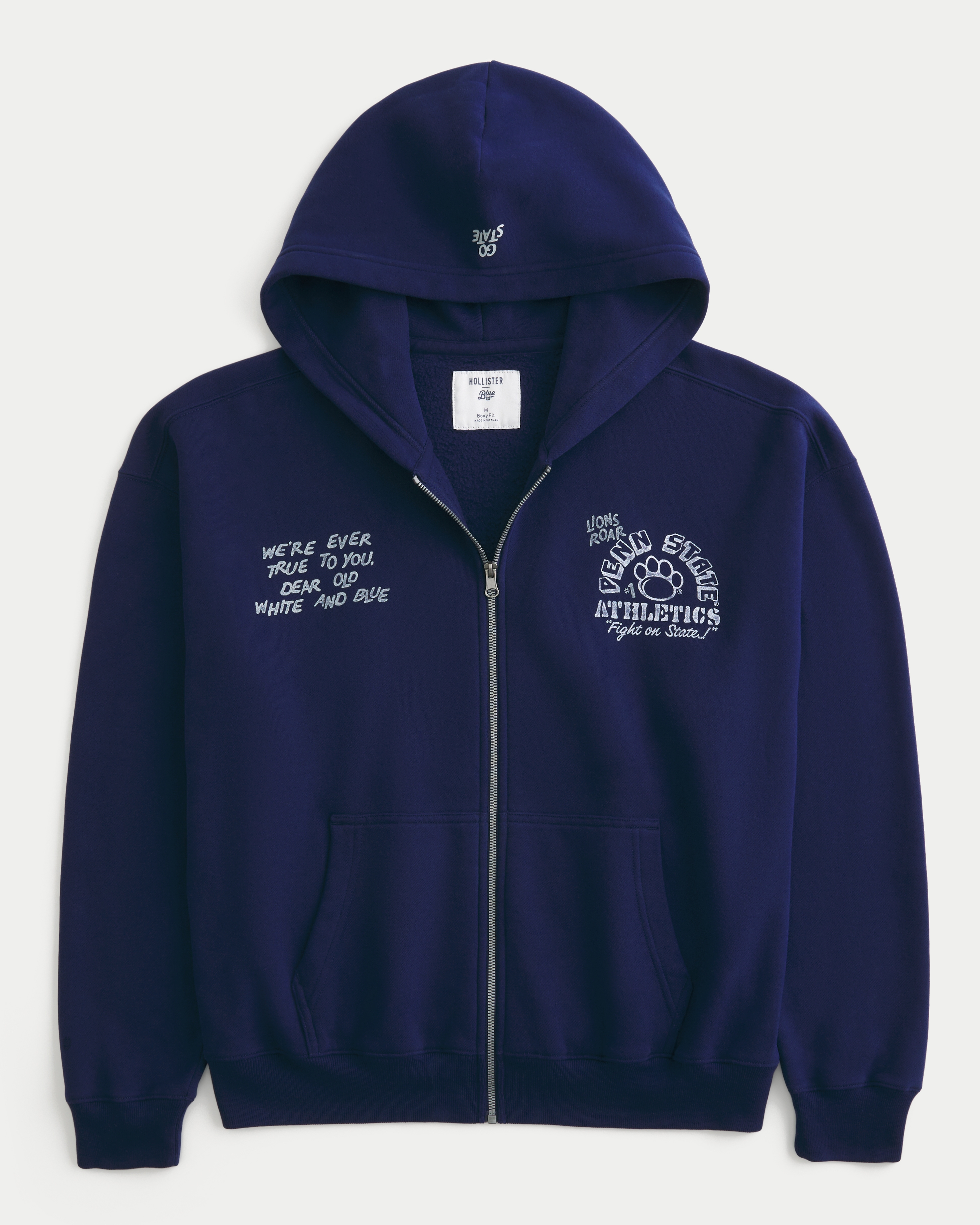 Boxy Zip-Up Penn State University Nittany Lions Graphic Hoodie