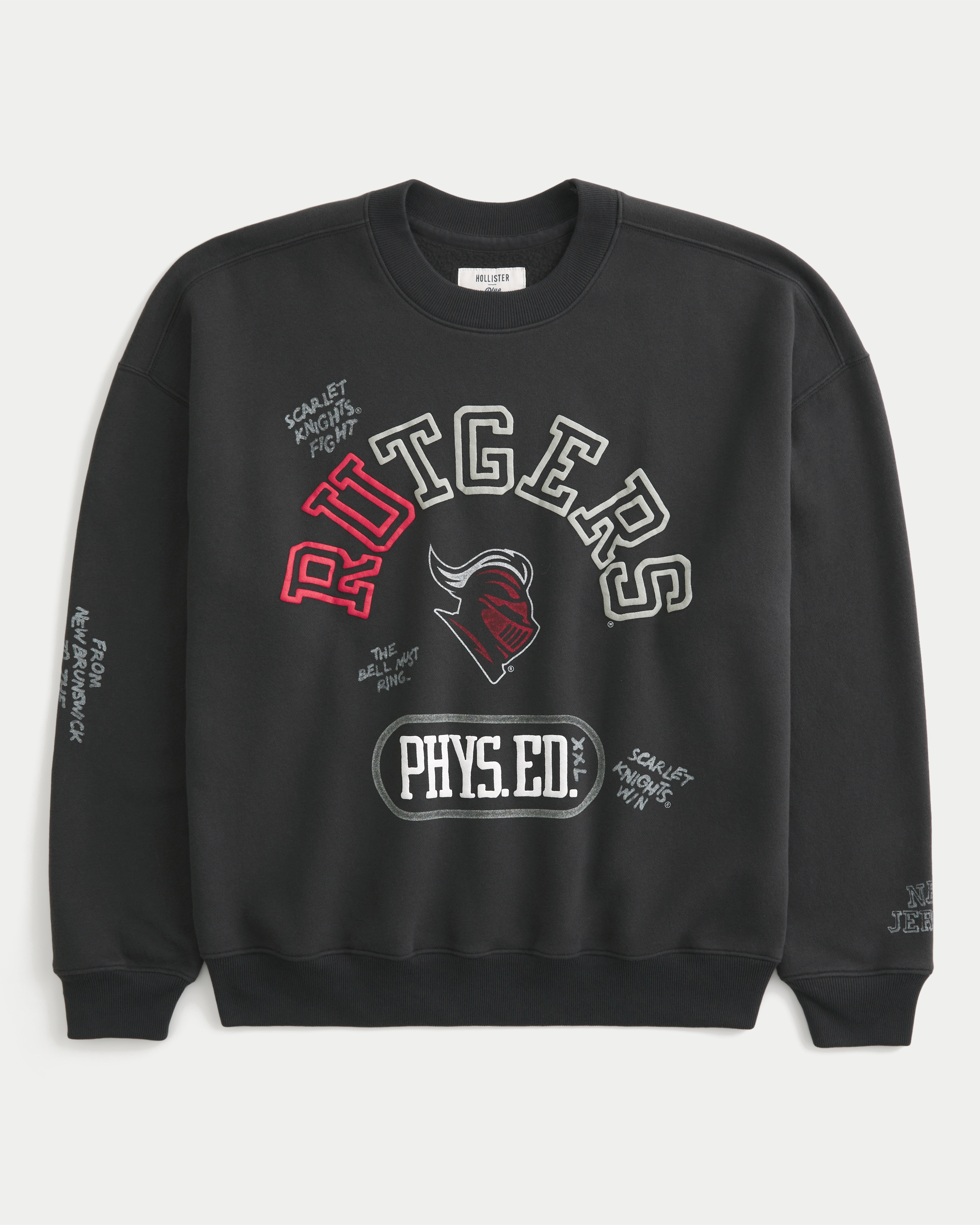 Boxy Rutgers University Scarlet Knights Graphic Crew Sweatshirt