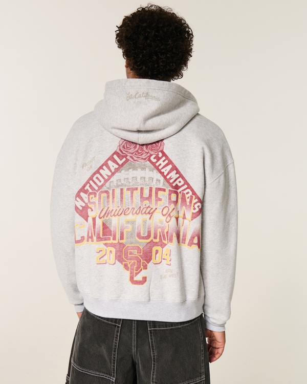 Boxy Zip-Up University of Southern California Trojans Graphic Hoodie