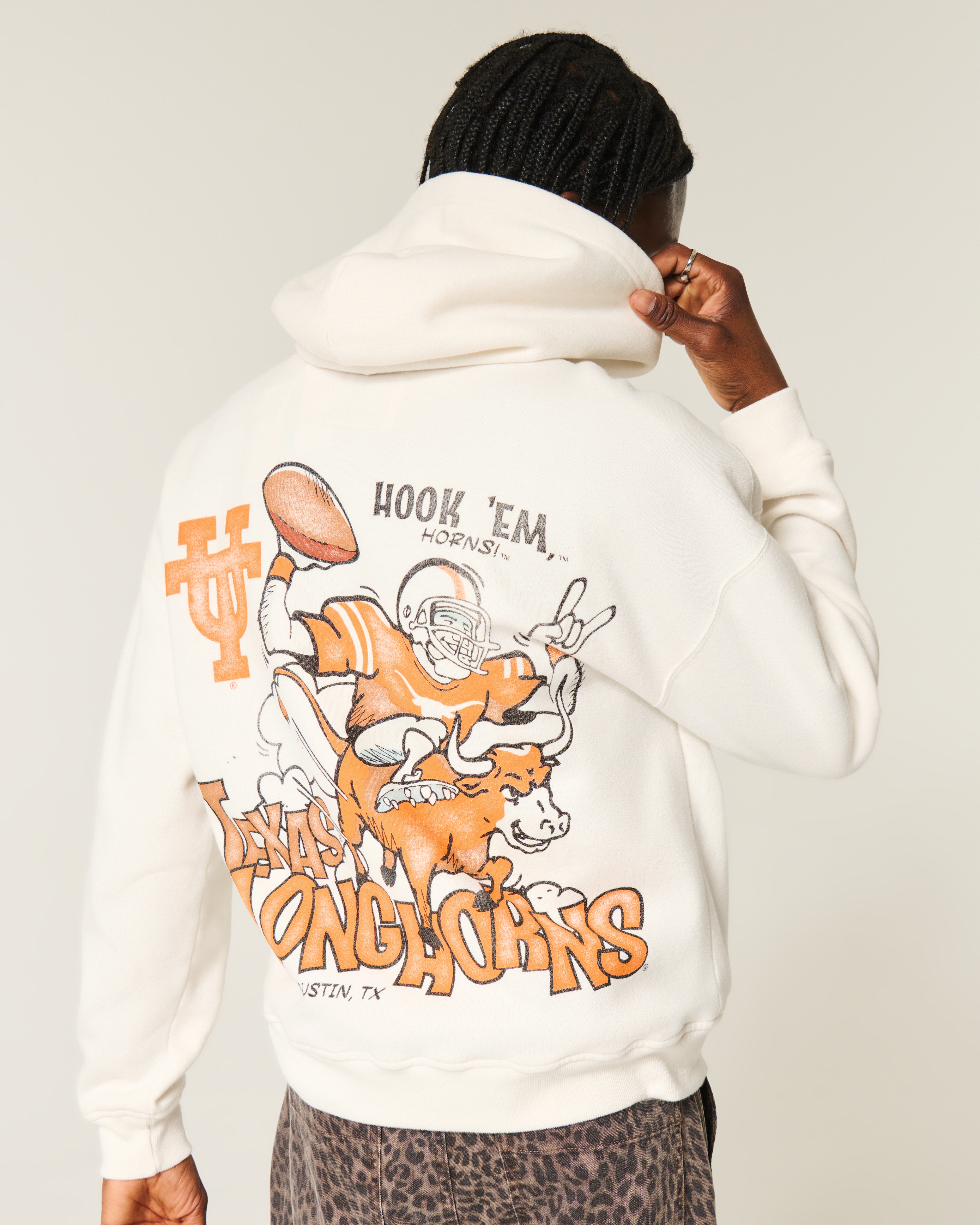 Boxy University of Texas at Austin Longhorns Graphic Hoodie