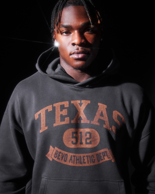 Boxy University of Texas at Austin Longhorns Graphic Hoodie, Faded Black view 2