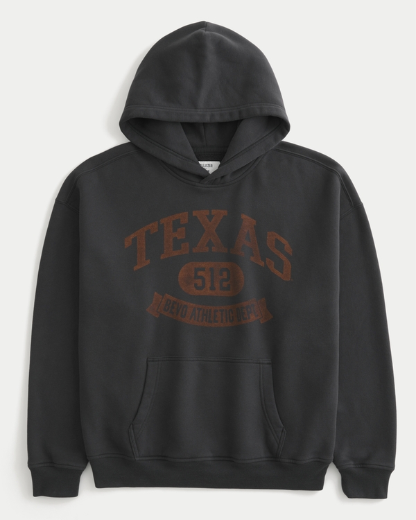 Boxy University of Texas at Austin Longhorns Graphic Hoodie, Faded Black view 2