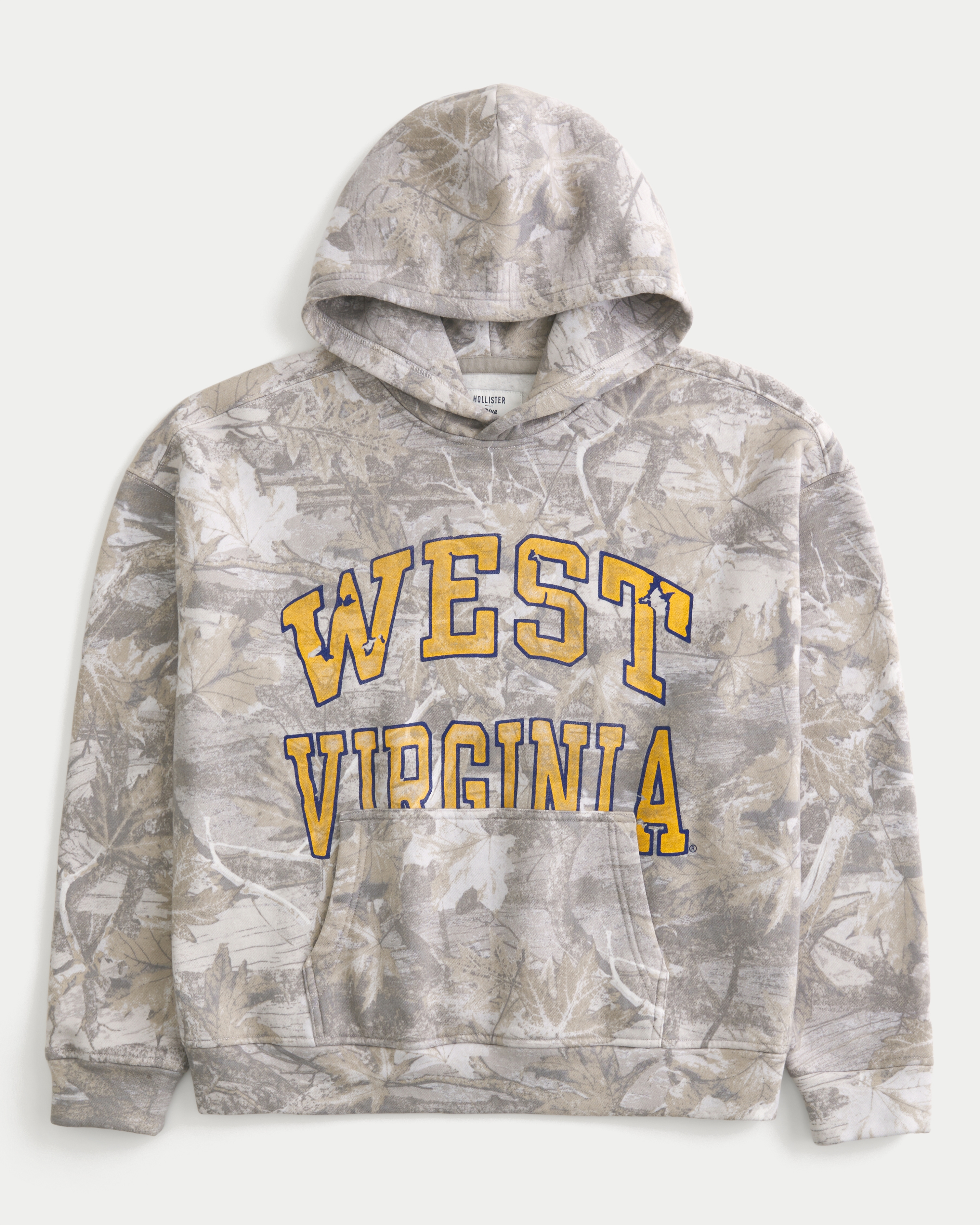 Boxy West Virginia University Mountaineers Graphic Camo Hoodie