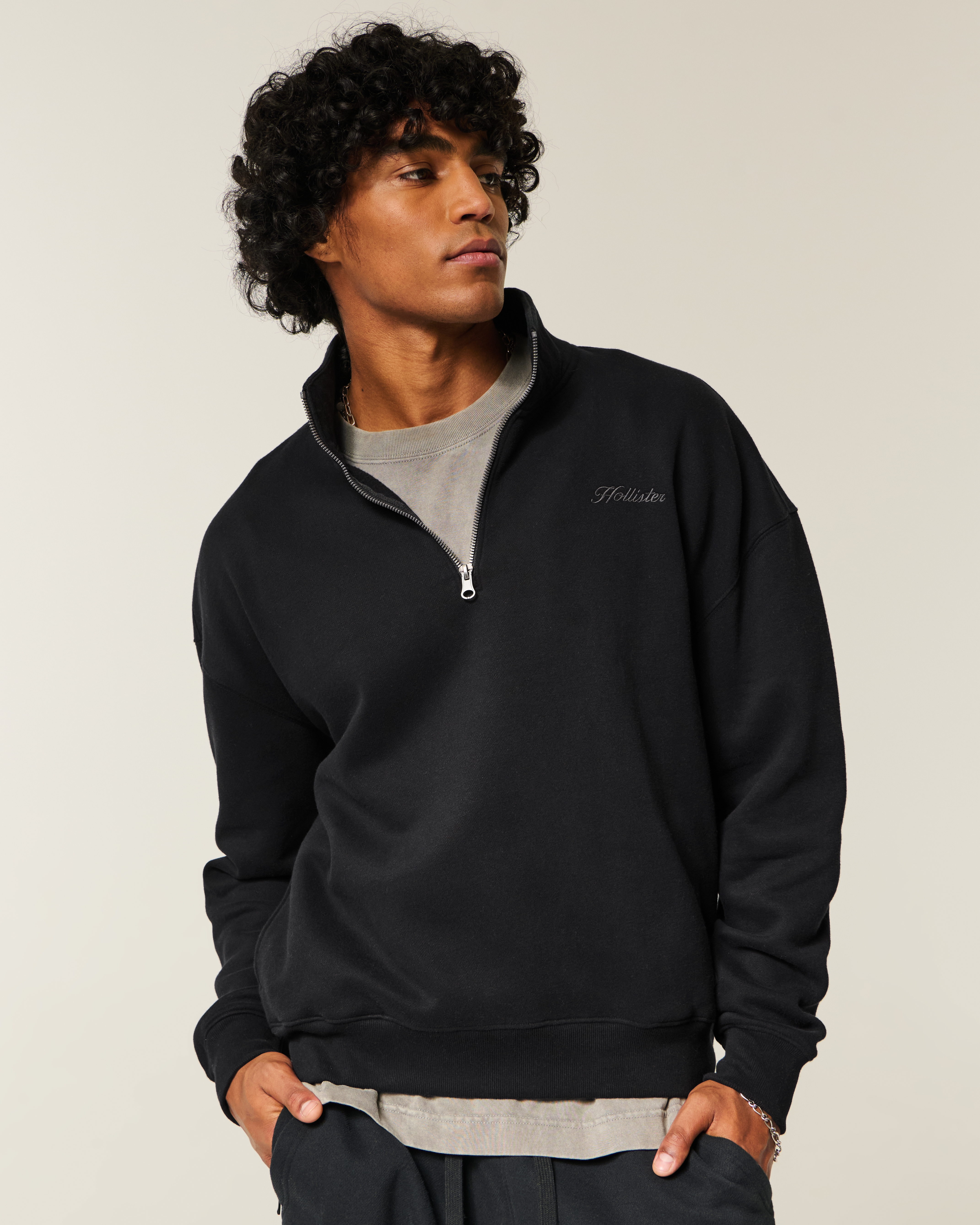 Boxy Logo Quarter-Zip Sweatshirt