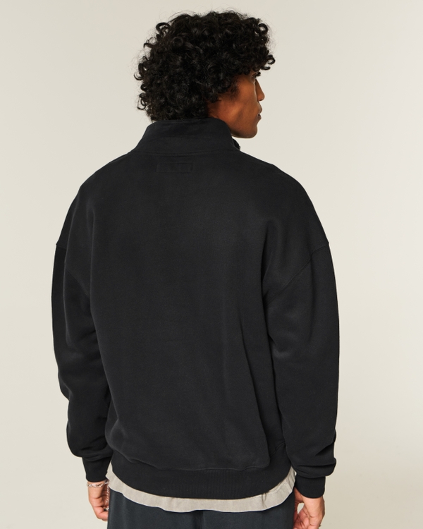 Boxy Logo Quarter-Zip Sweatshirt, Black view 2