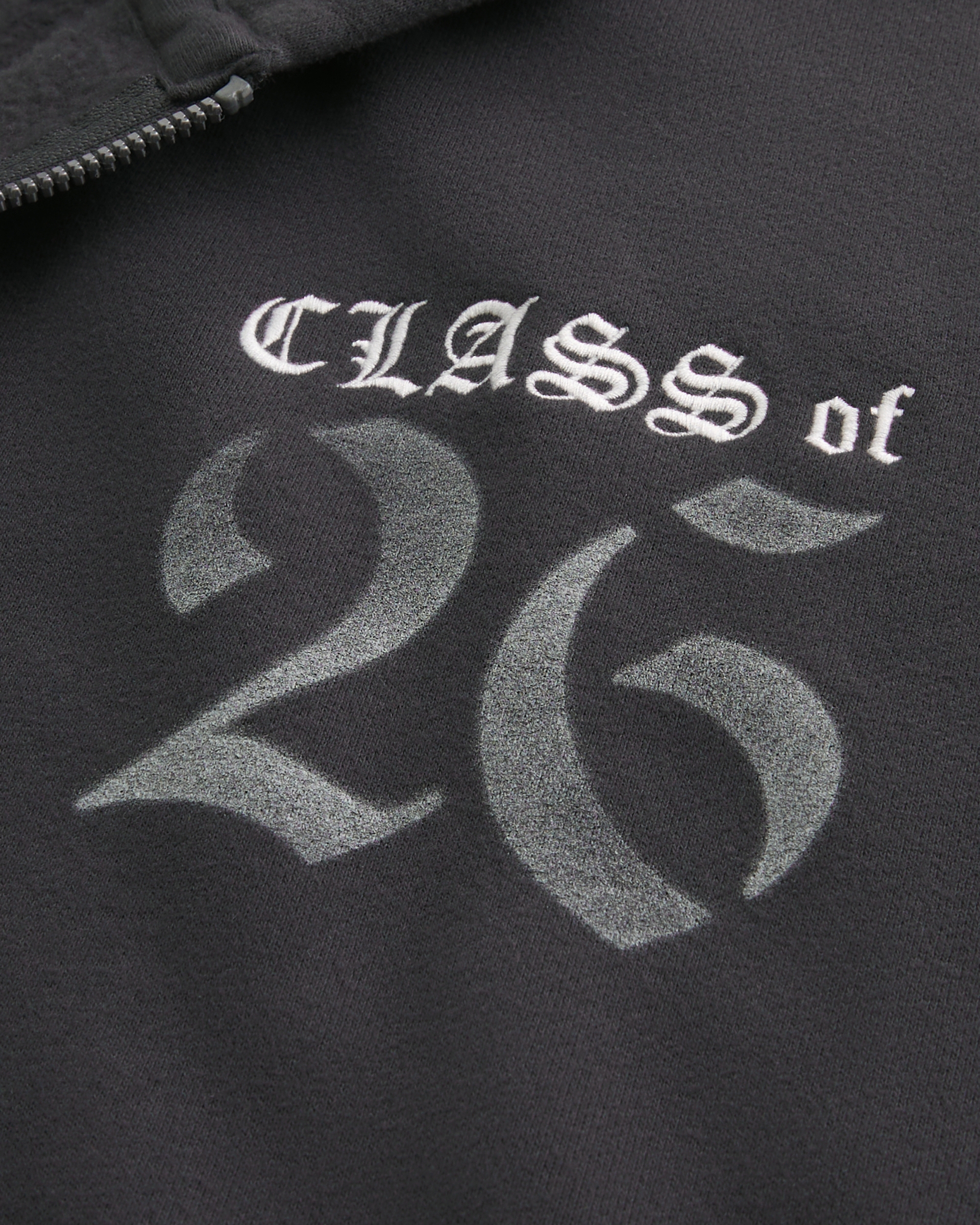 Boxy Class of 26 Graphic Zip-Up Hoodie