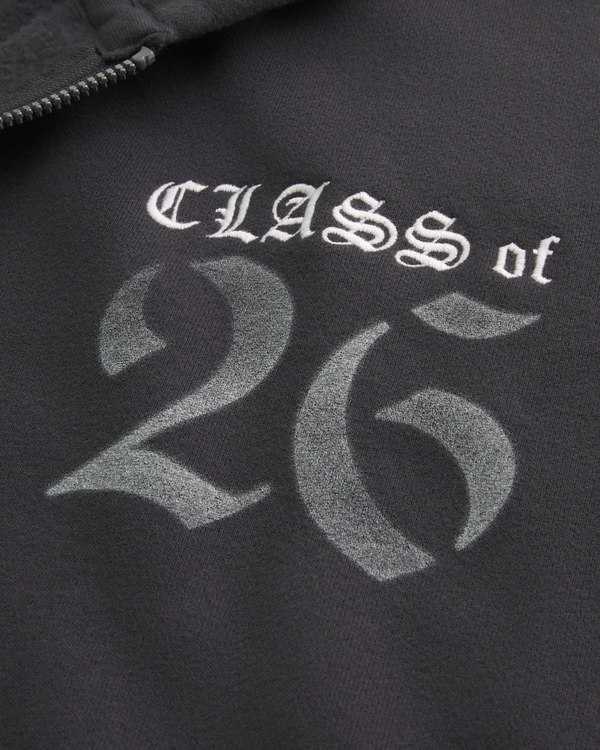 Boxy Class of 26 Graphic Zip-Up Hoodie