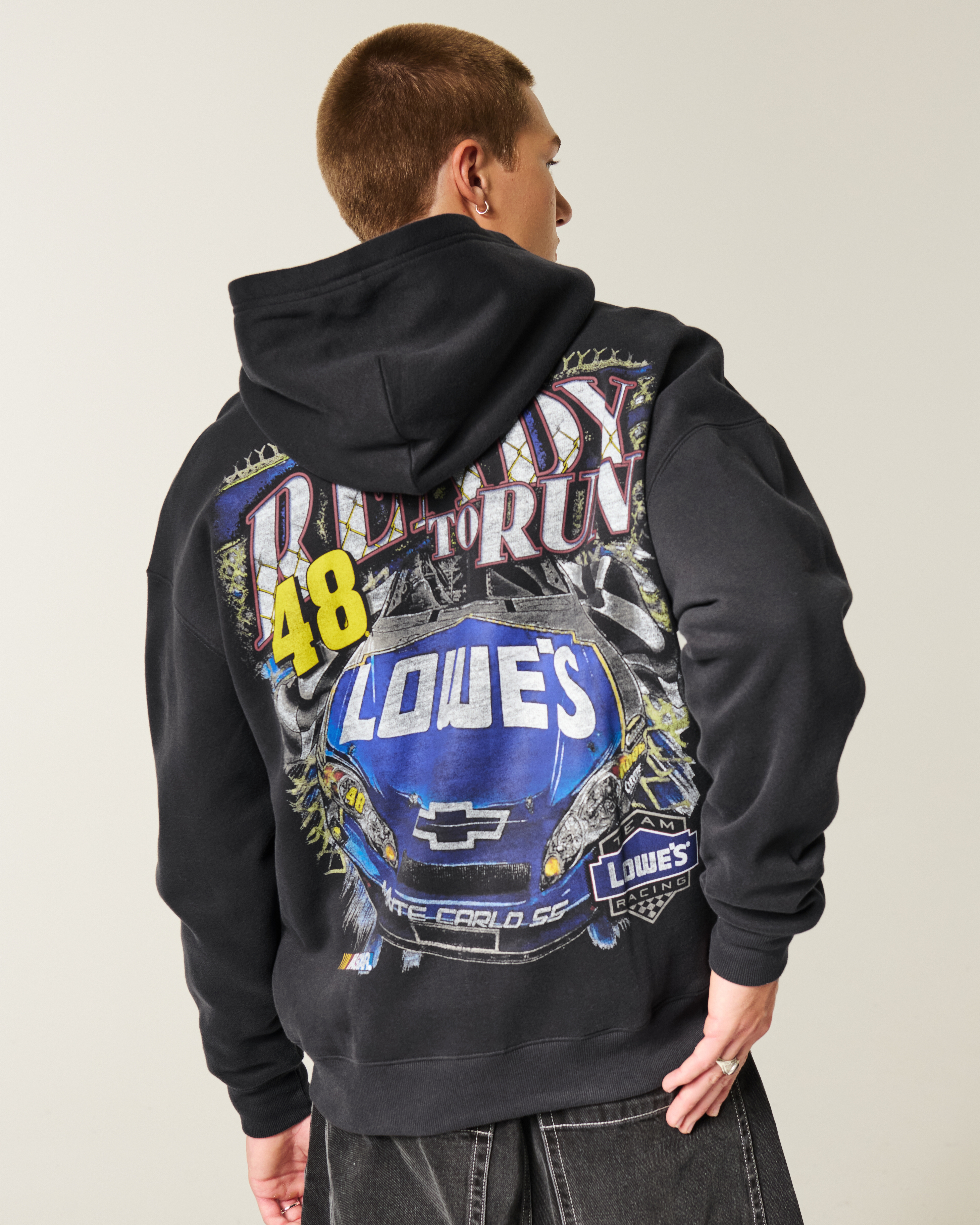 Boxy Zip-Up Jimmie Johnson Team Lowe's NASCAR Graphic Hoodie