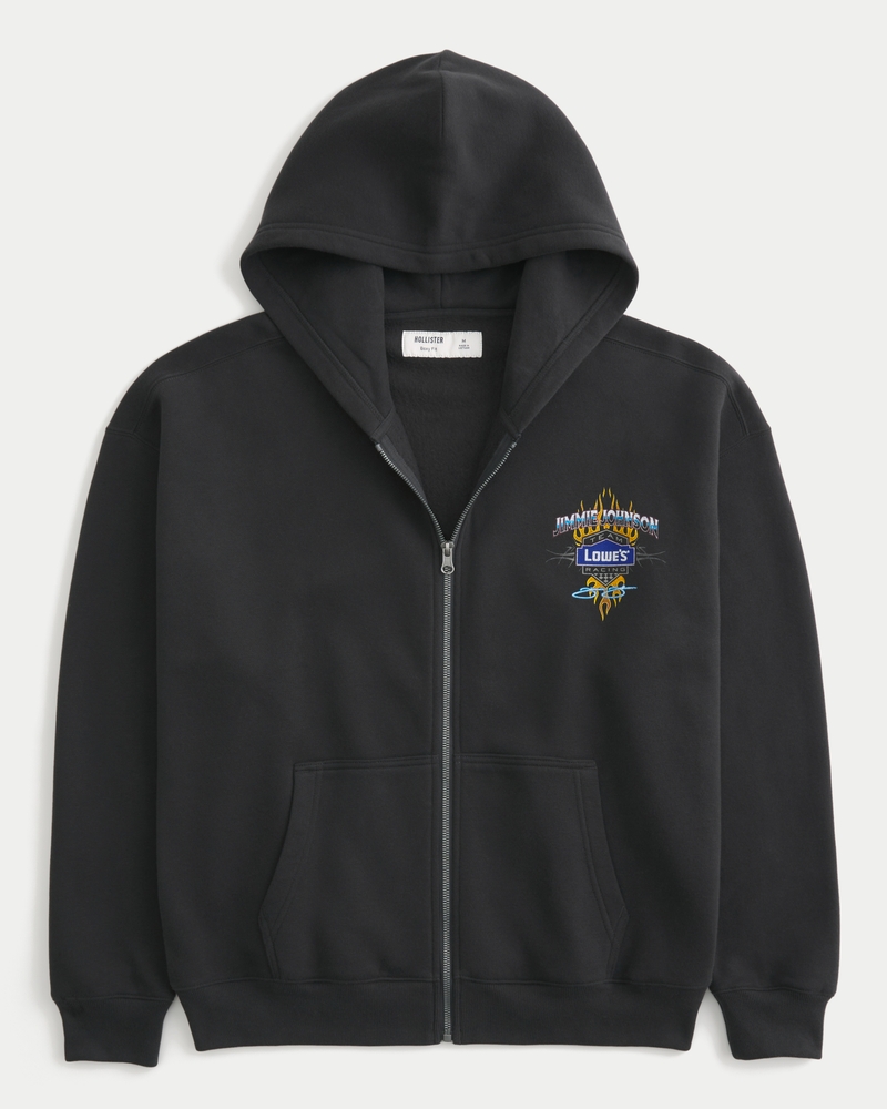 Boxy Zip-Up Jimmie Johnson Team Lowe's NASCAR Graphic Hoodie