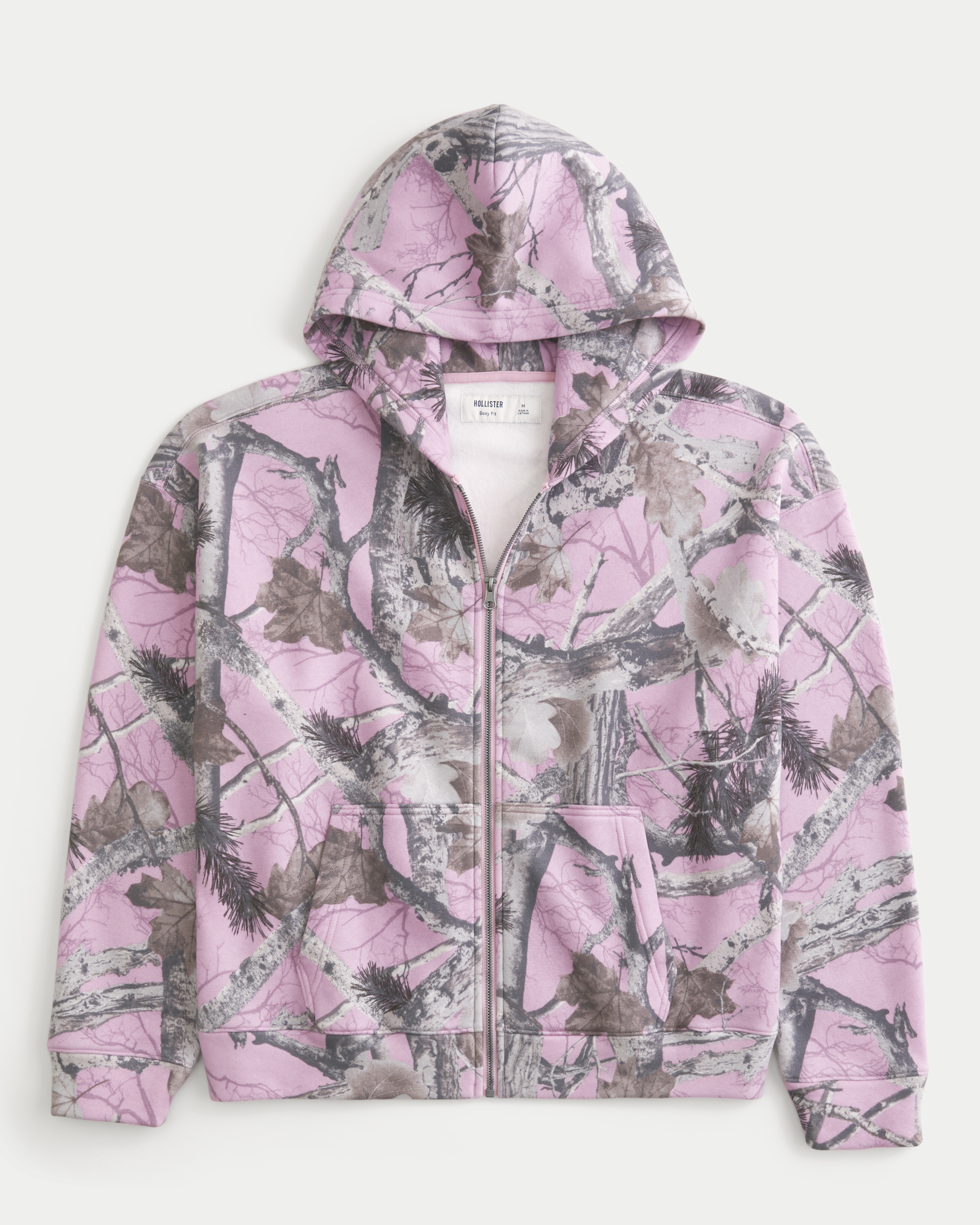 Boxy Camo Zip-Up Hoodie