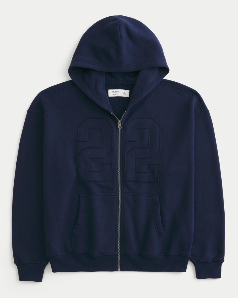 Men's Boxy Zip-Up Number Graphic Hoodie | Men's Sale | HollisterCo.com