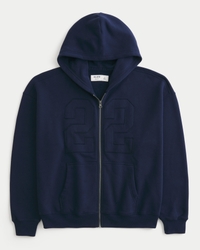 Men's Boxy Zip-Up Number Graphic Hoodie | Men's Tops | HollisterCo.com