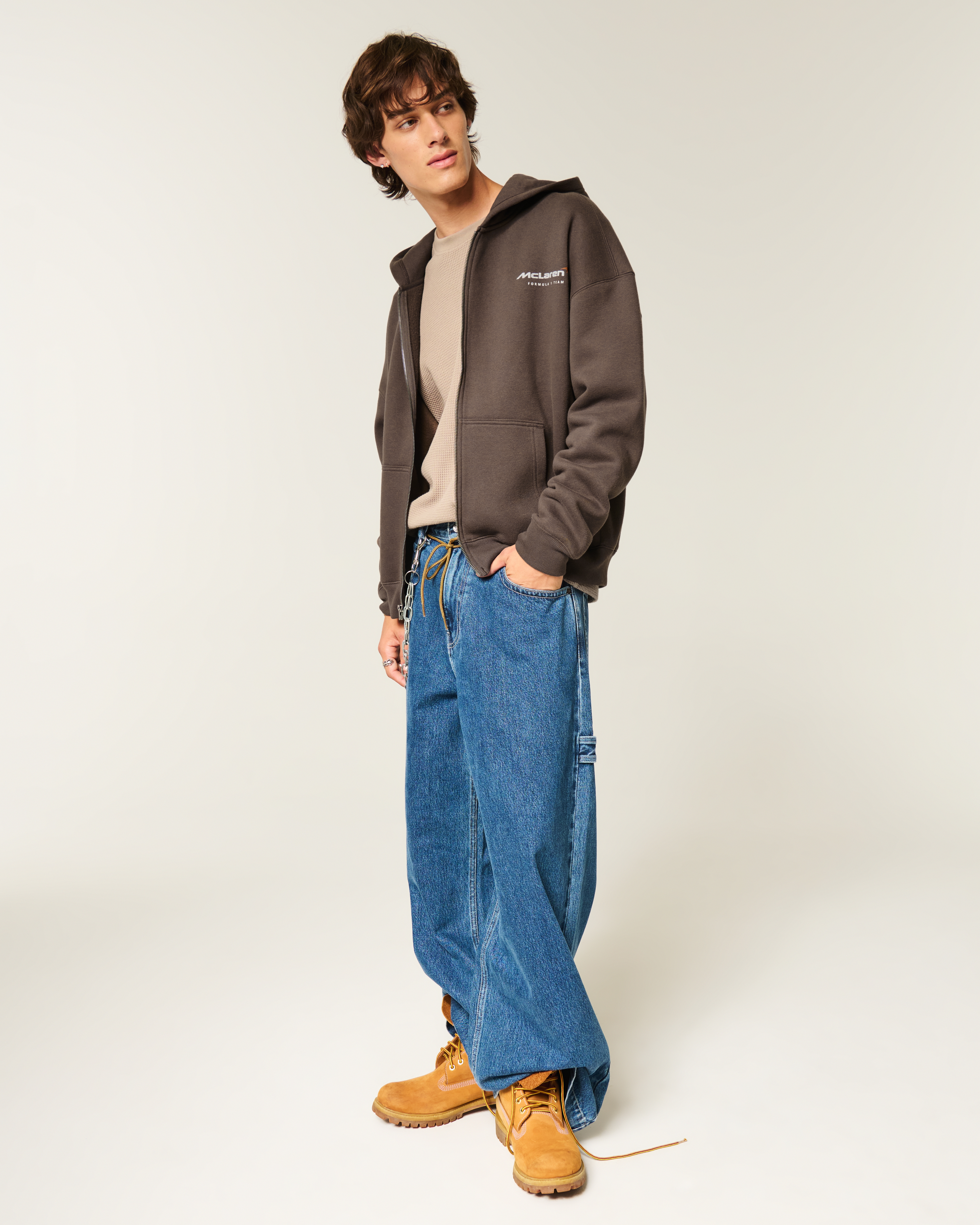 Boxy McLaren Graphic Zip-Up Hoodie