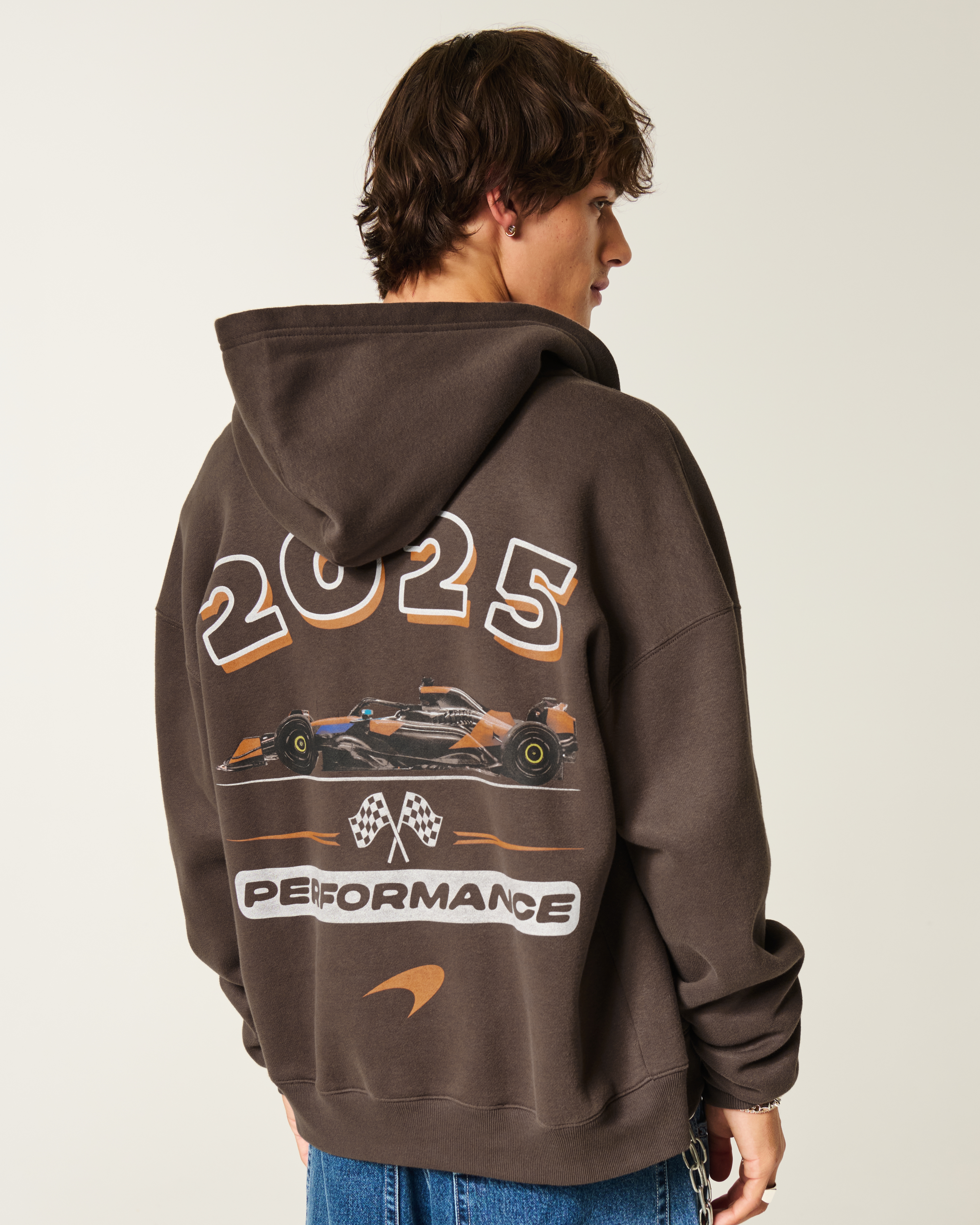 Boxy McLaren Graphic Zip-Up Hoodie