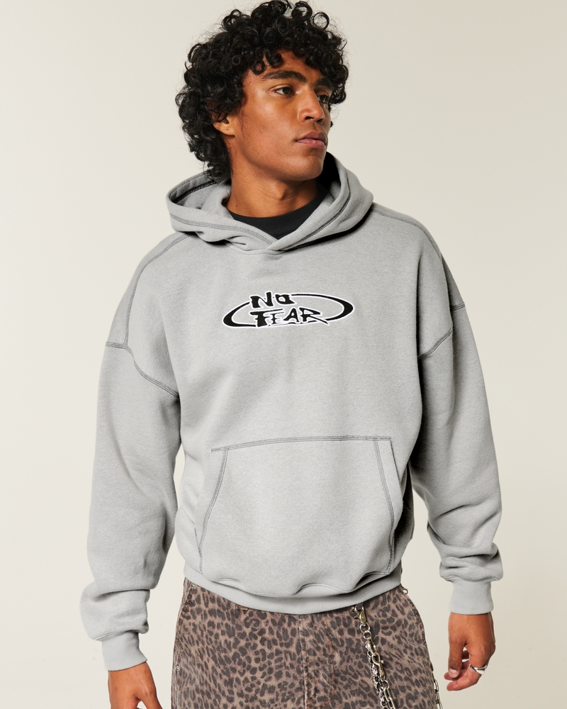 Boxy No Fear Graphic Hoodie