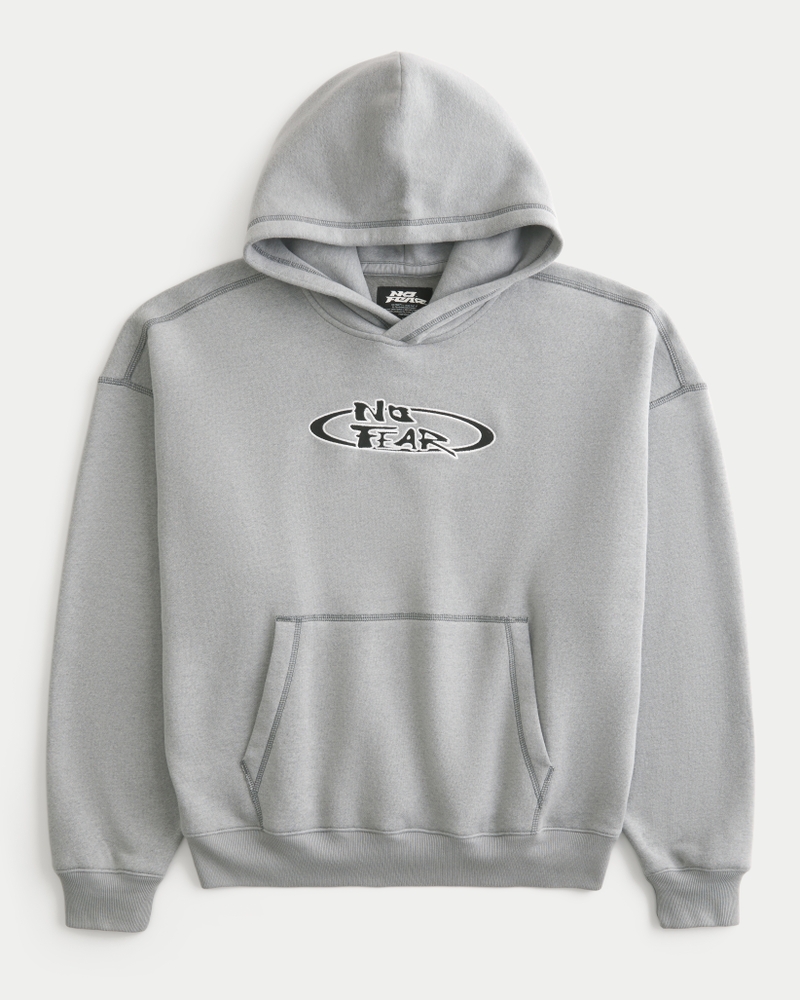 Boxy No Fear Graphic Hoodie