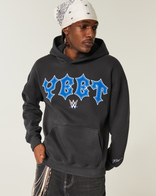 Boxy Yeet Graphic Hoodie, Faded Black view 1