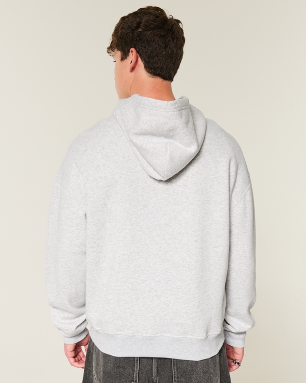 Boxy Flame Graphic Hoodie, Light Heather Gray view 2