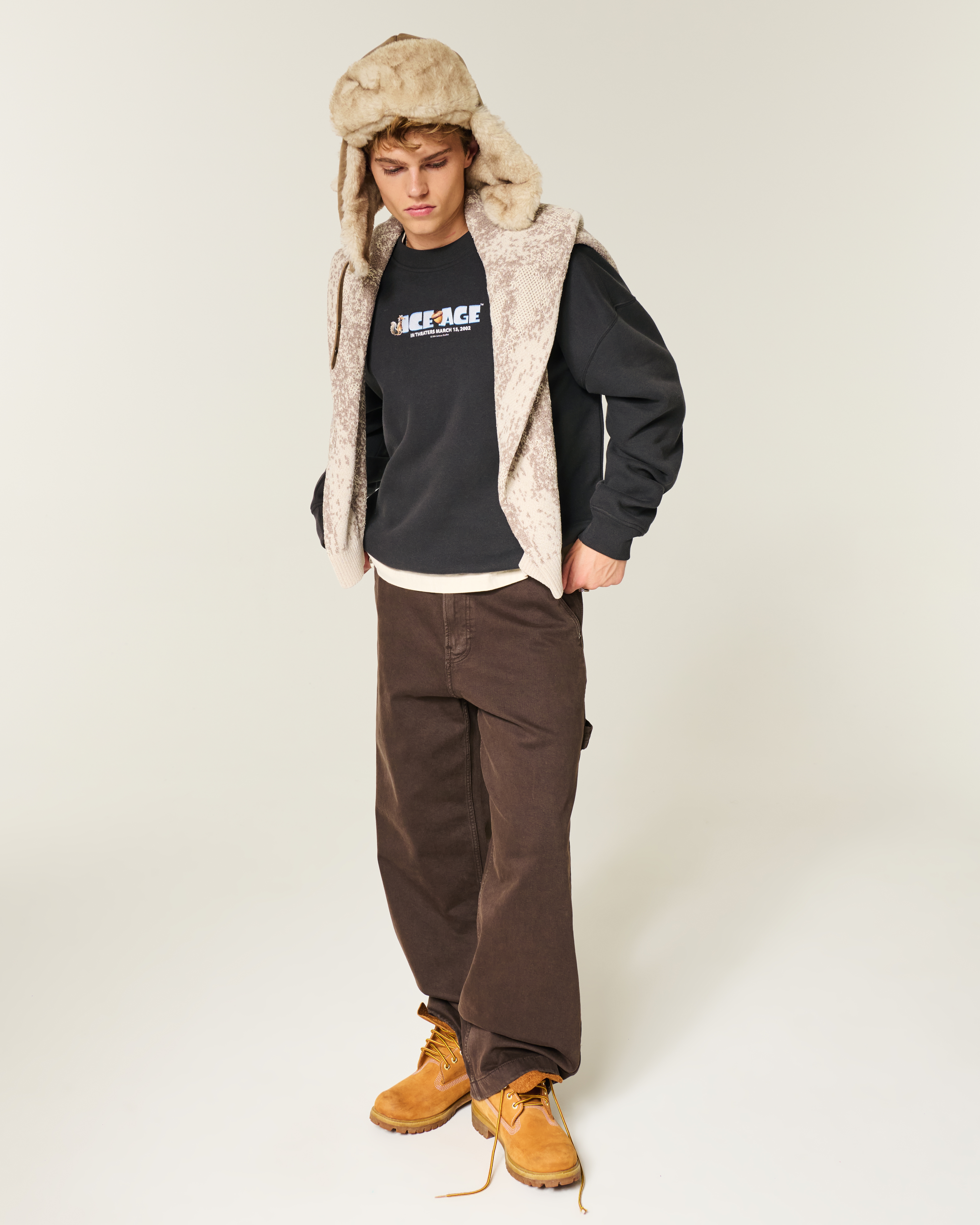 Boxy Ice Age Graphic Crew Sweatshirt