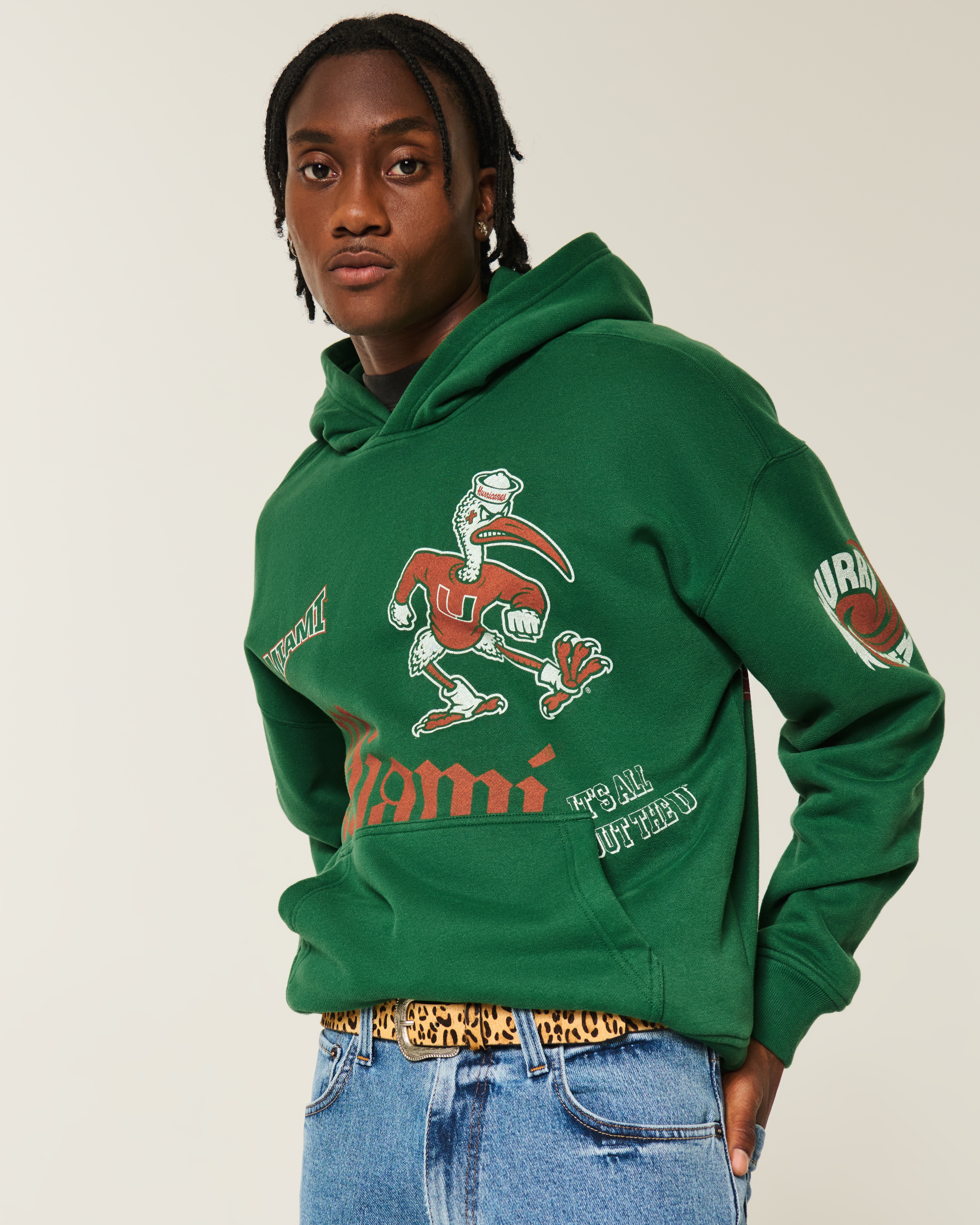 Boxy University of Miami Hurricanes Graphic Hoodie