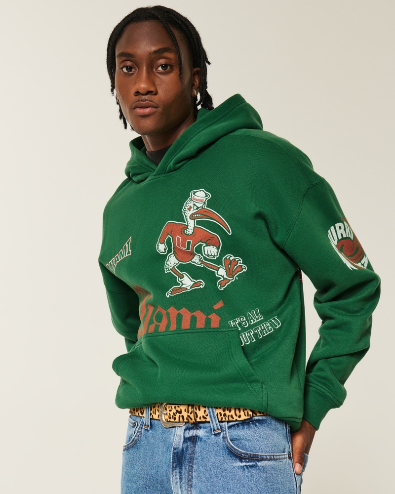 Boxy University of Miami Hurricanes Graphic Hoodie
