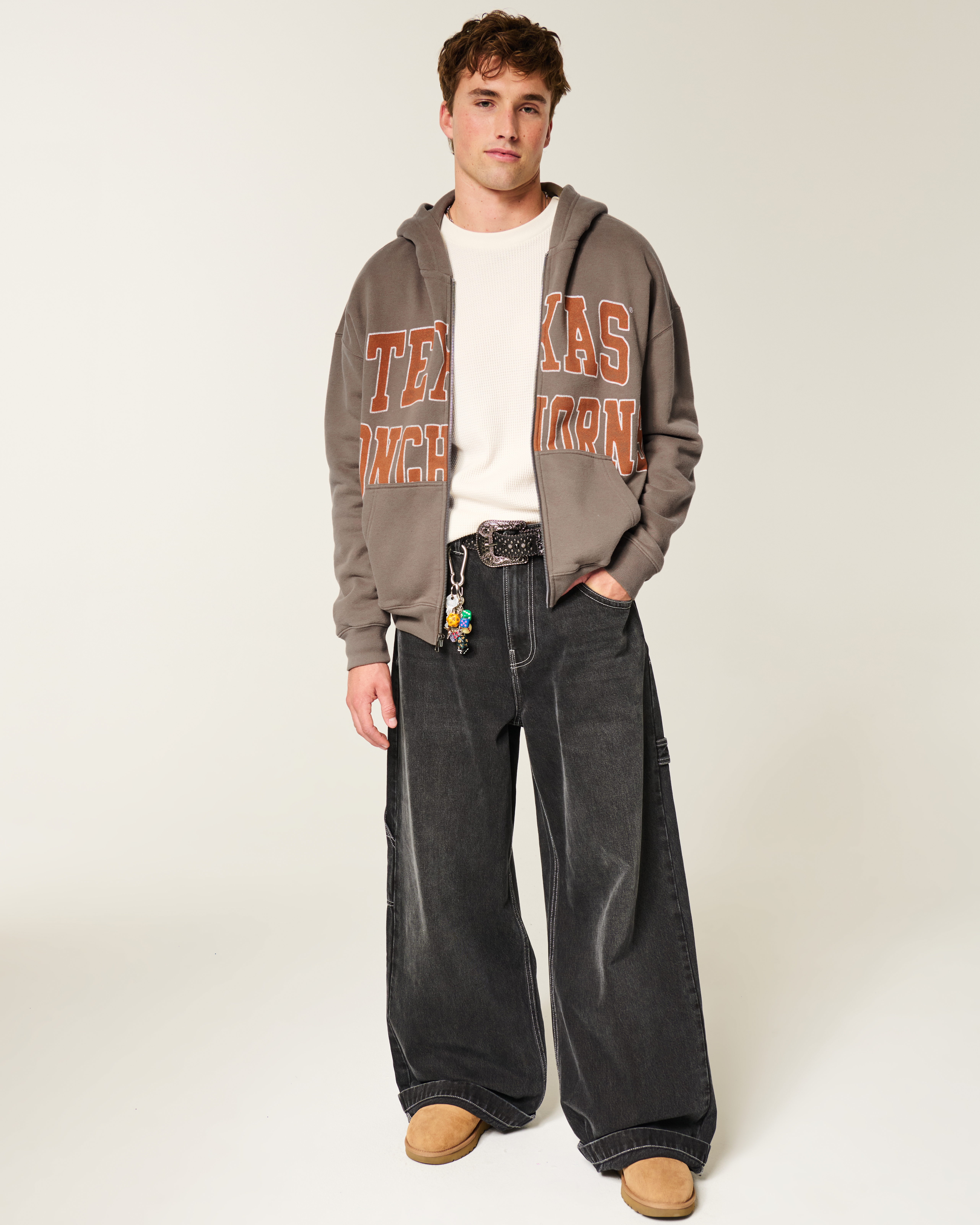 Boxy Zip-Up University of Texas at Austin Longhorns Graphic Hoodie