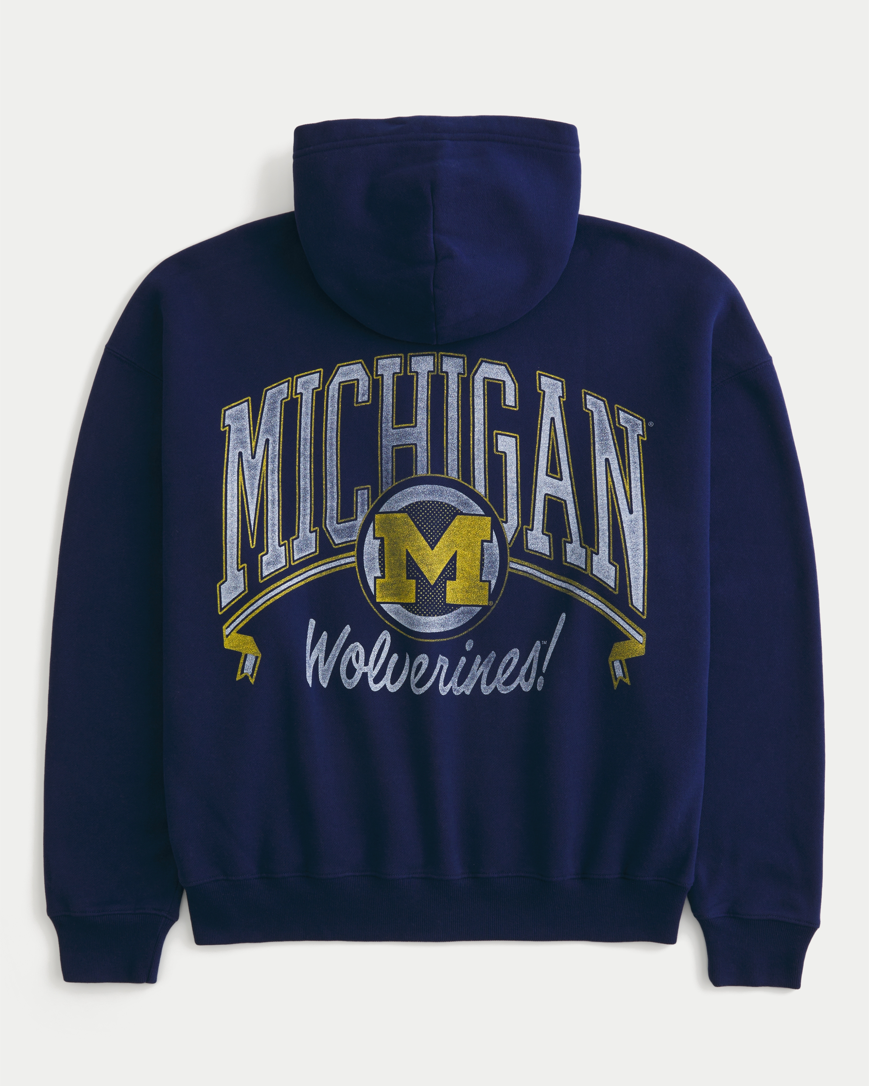 Boxy Zip-Up University of Michigan Wolverines Graphic Hoodie