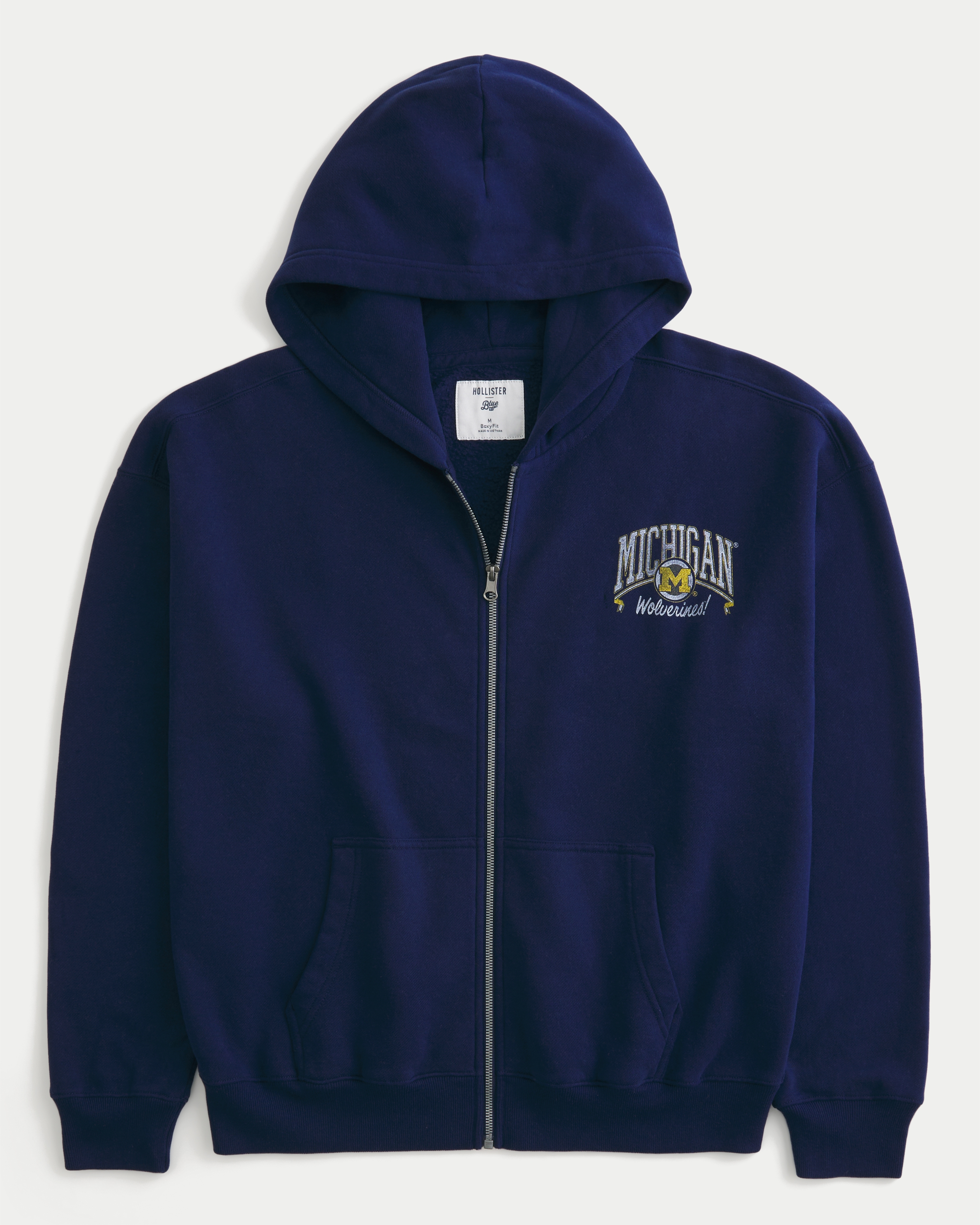 Boxy Zip-Up University of Michigan Wolverines Graphic Hoodie