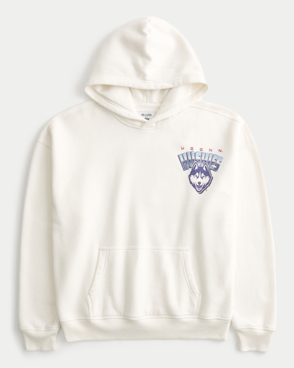 Boxy University of Connecticut Huskies Graphic Hoodie