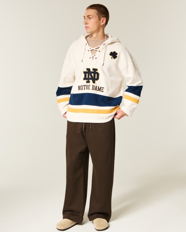 University of Notre Dame Fighting Irish Graphic Hockey Jersey Hoodie, Cream view 1