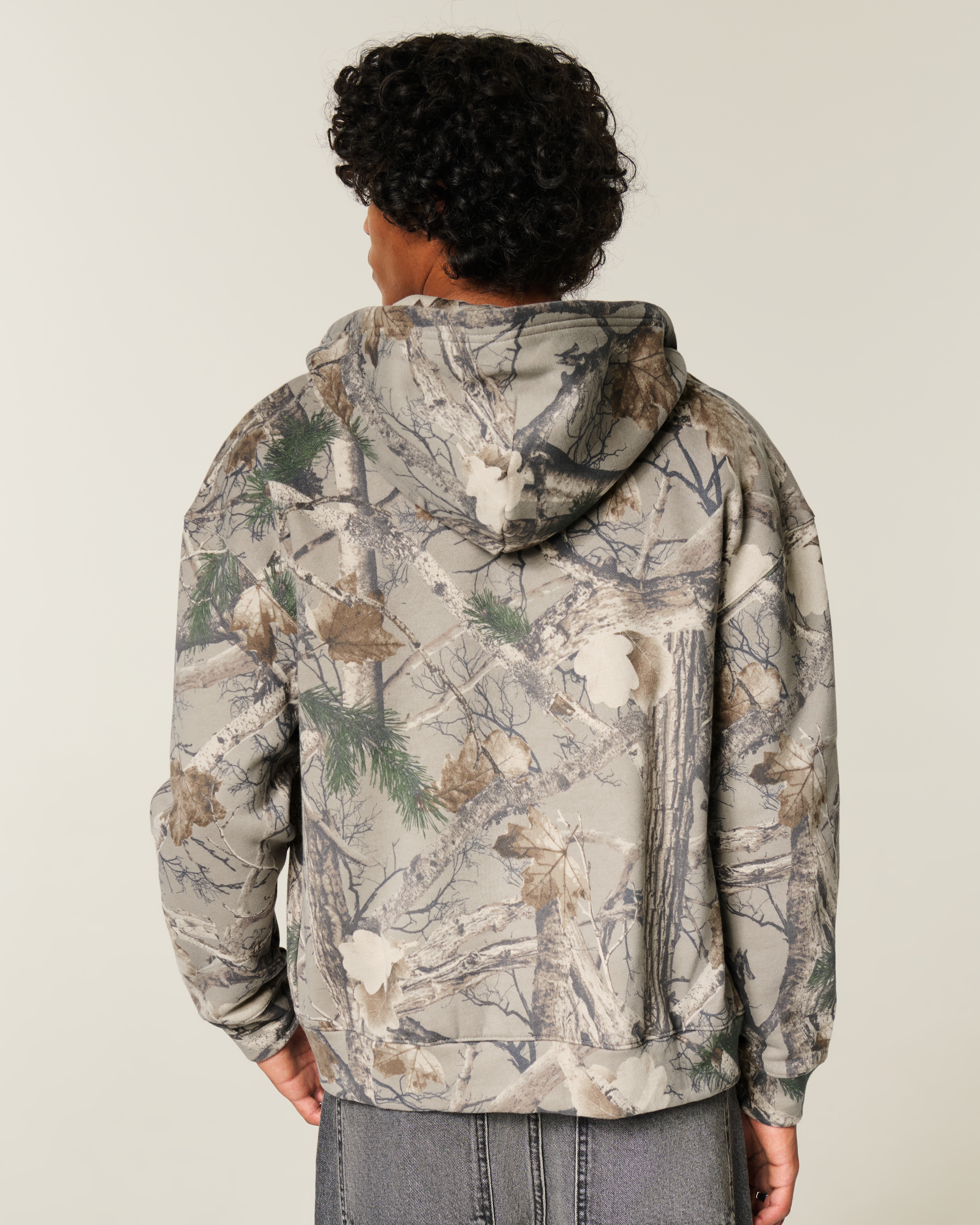 Boxy Zip-Up Camo Hoodie