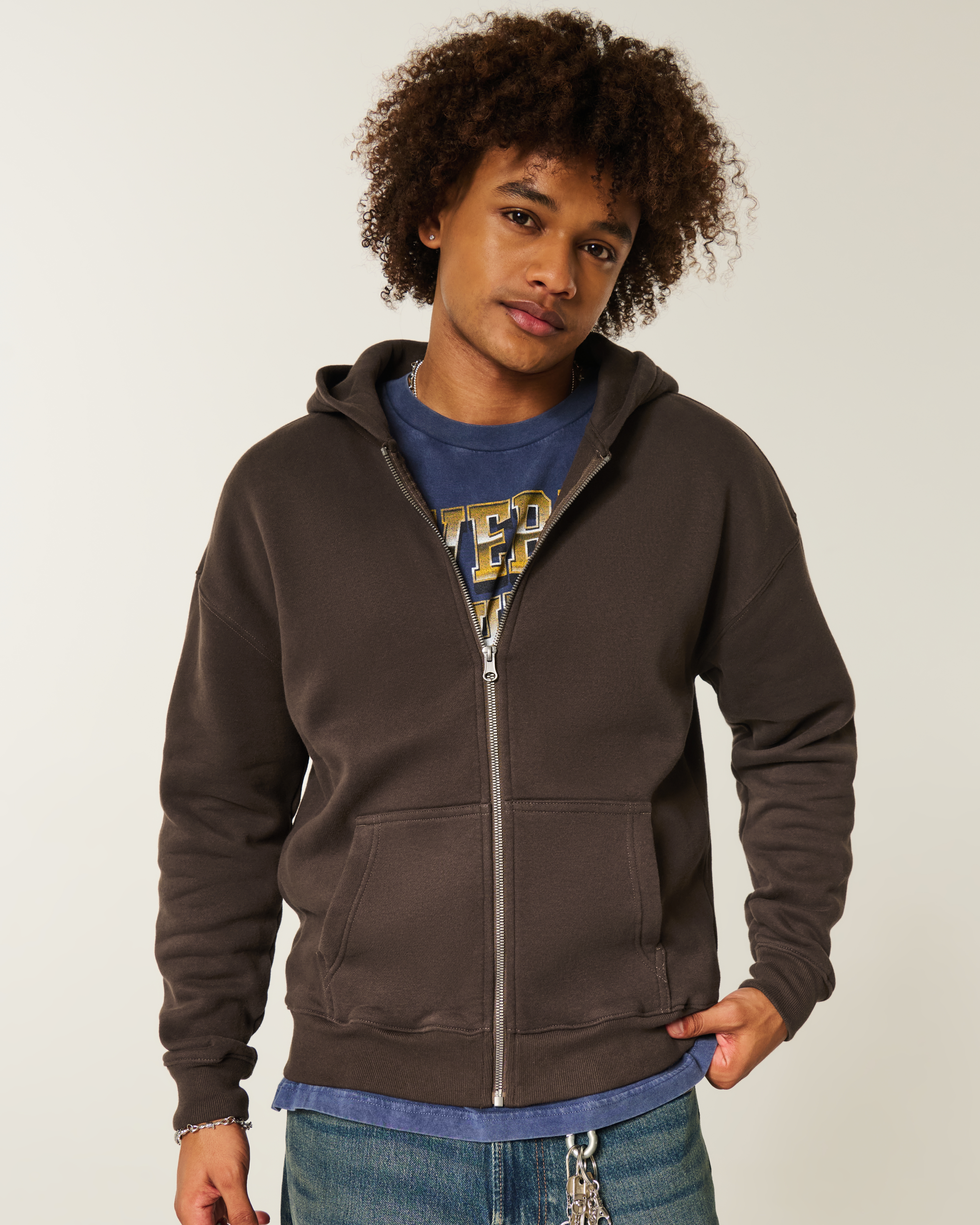 Hollister Feel Good Boxy Zip-Up Hoodie