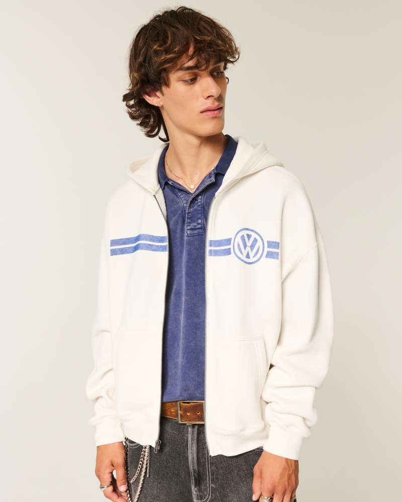 Herren Kastiger Hoodie mit Reißverschluss und Volkswagen Racing