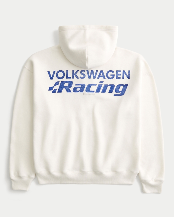 Boxy Volkswagen Racing Graphic Zip-Up Hoodie, Cream view 1