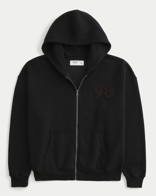 Men's Boxy Zip-Up Good Luck Graphic Hoodie | Men's Tops