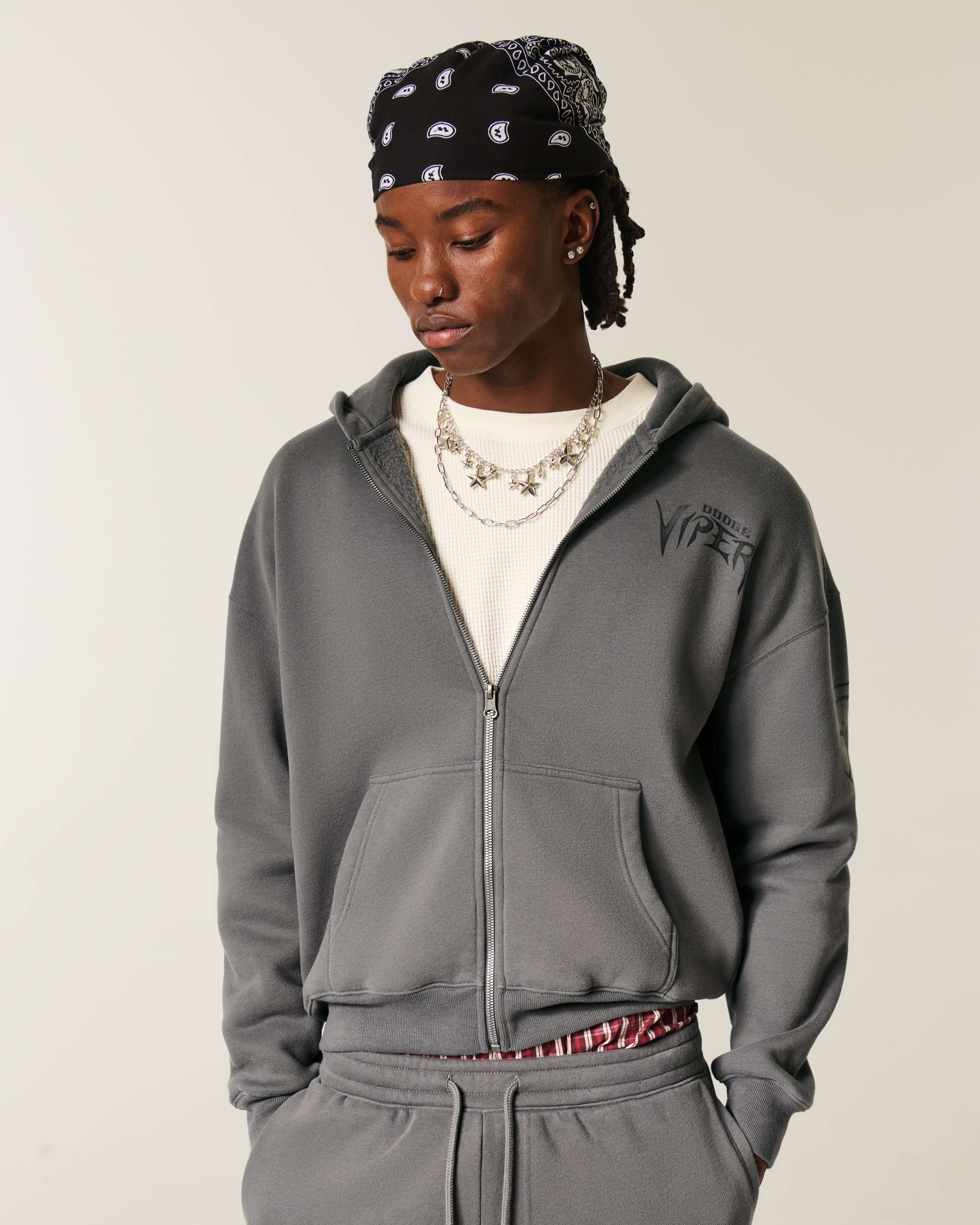 Boxy Dodge Viper Graphic Zip-Up Hoodie