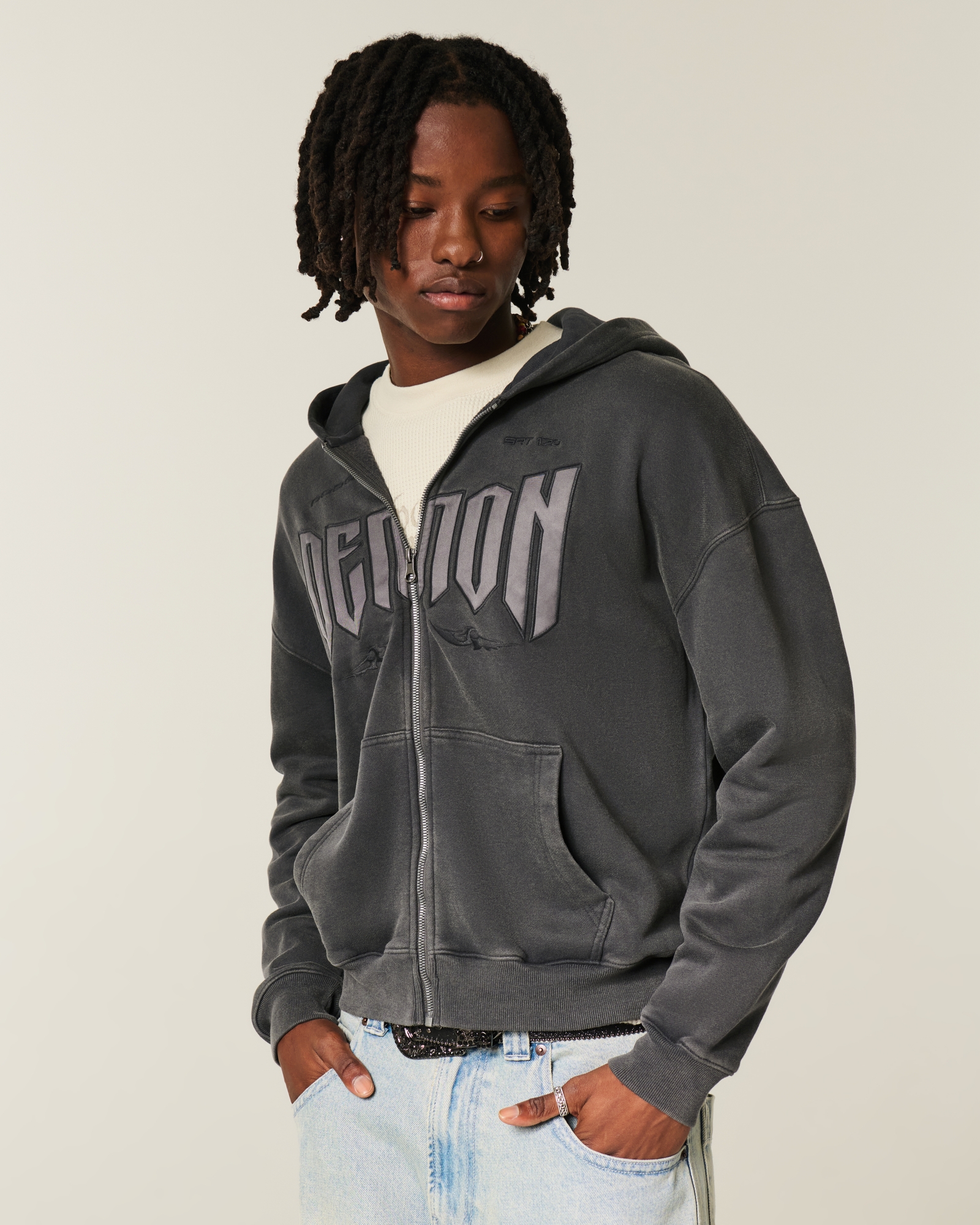 Men's Boxy Dodge Viper Graphic Zip-Up Hoodie | Men's Tops